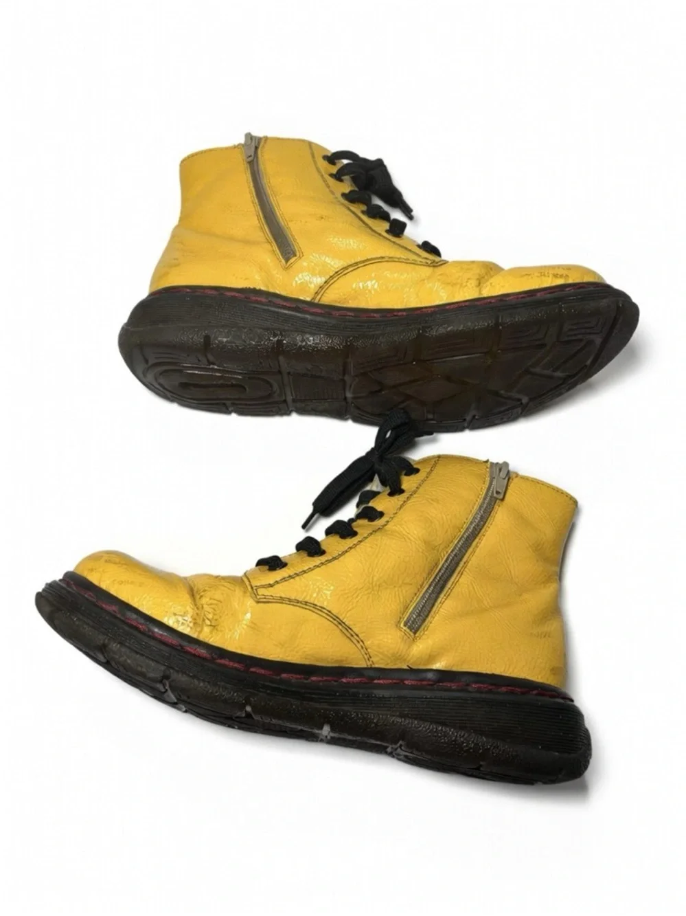 Rieker Antistress Yellow Patent Lace-Up Boots - Picture 4 of 7